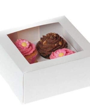 House Of Marie Hvit Cupcake boks til 4 - 2 stk