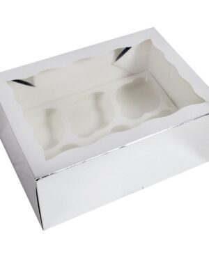 Sølv Cupcake boks til 6 - 2 stk