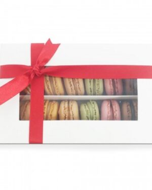 Hvit Makron Boks med plass til 12 - 3 stk